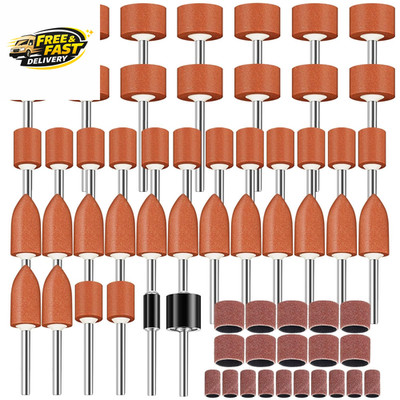 64Pcs Sanding Bits for Dremel Rotary Tools, 1/8'' Shank Aluminum Oxide Grinding
