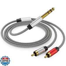 PPTVC RCA to 1 4 Cable 20FT, 1 4 TRS to RCA Y Splitter Cable, 1 4 to Dual RCA