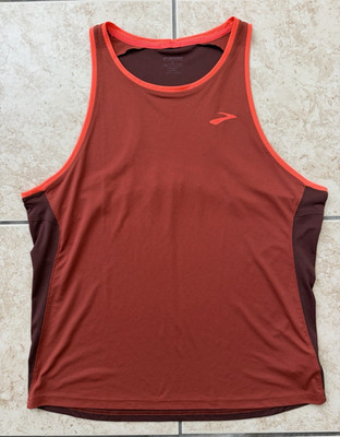 Brooks Running Men's Sleeveless Large Dark Tank Top Track Sports Ball Active Tee