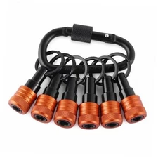Enhanced Non-Slip Bit Holder Key Chain 6pc, 1/4 Inch Hex Shank Bit Orange