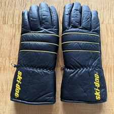 Vintage Bombardier Ski-Doo Black Leather Gauntlet Snowmobile Gloves-Size Mens L