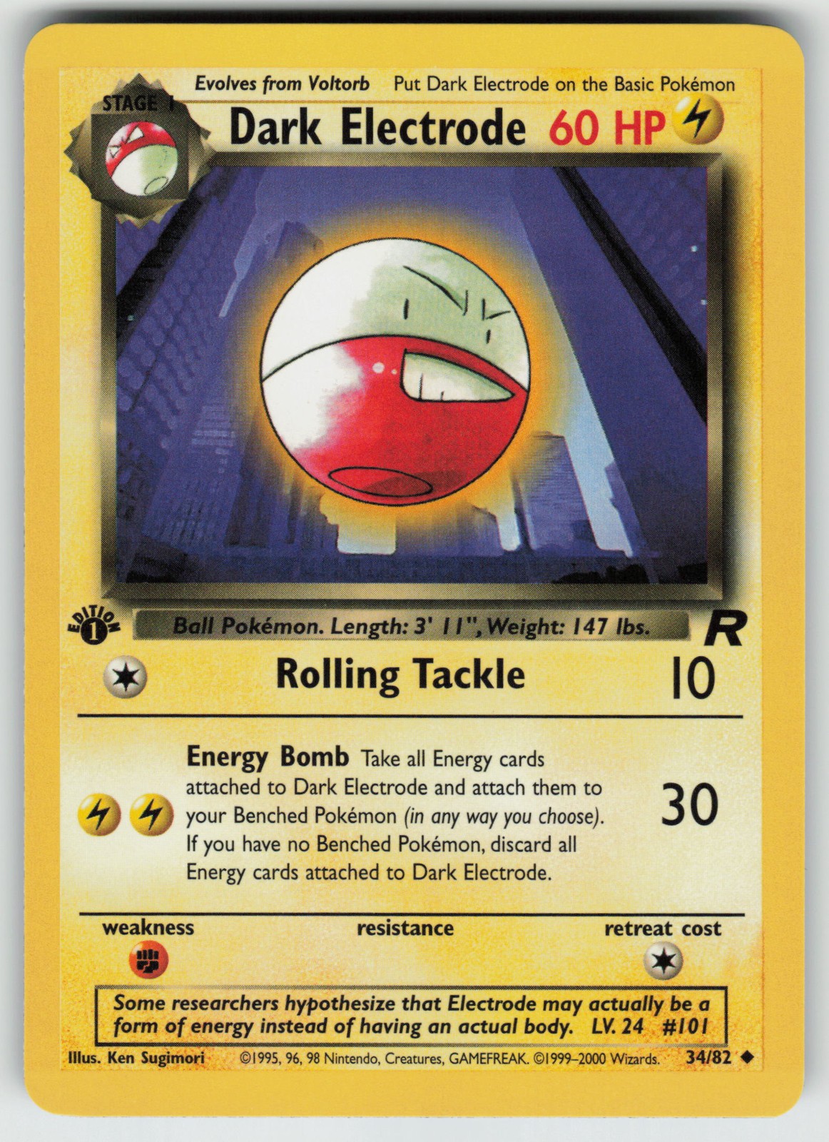 Pokemon Dark Electrode Uncommon 1st Edition Team Rocket 34/82 NM
