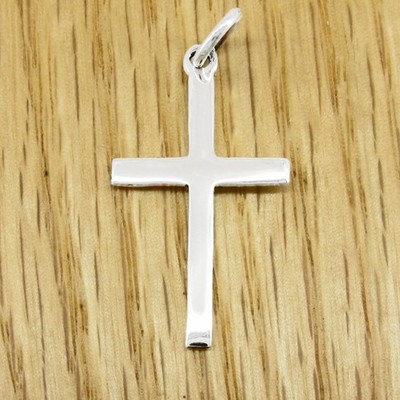 Cross Pendant Plain & Simple - SOLID 925 Sterling Silver - Use your CHAIN!
