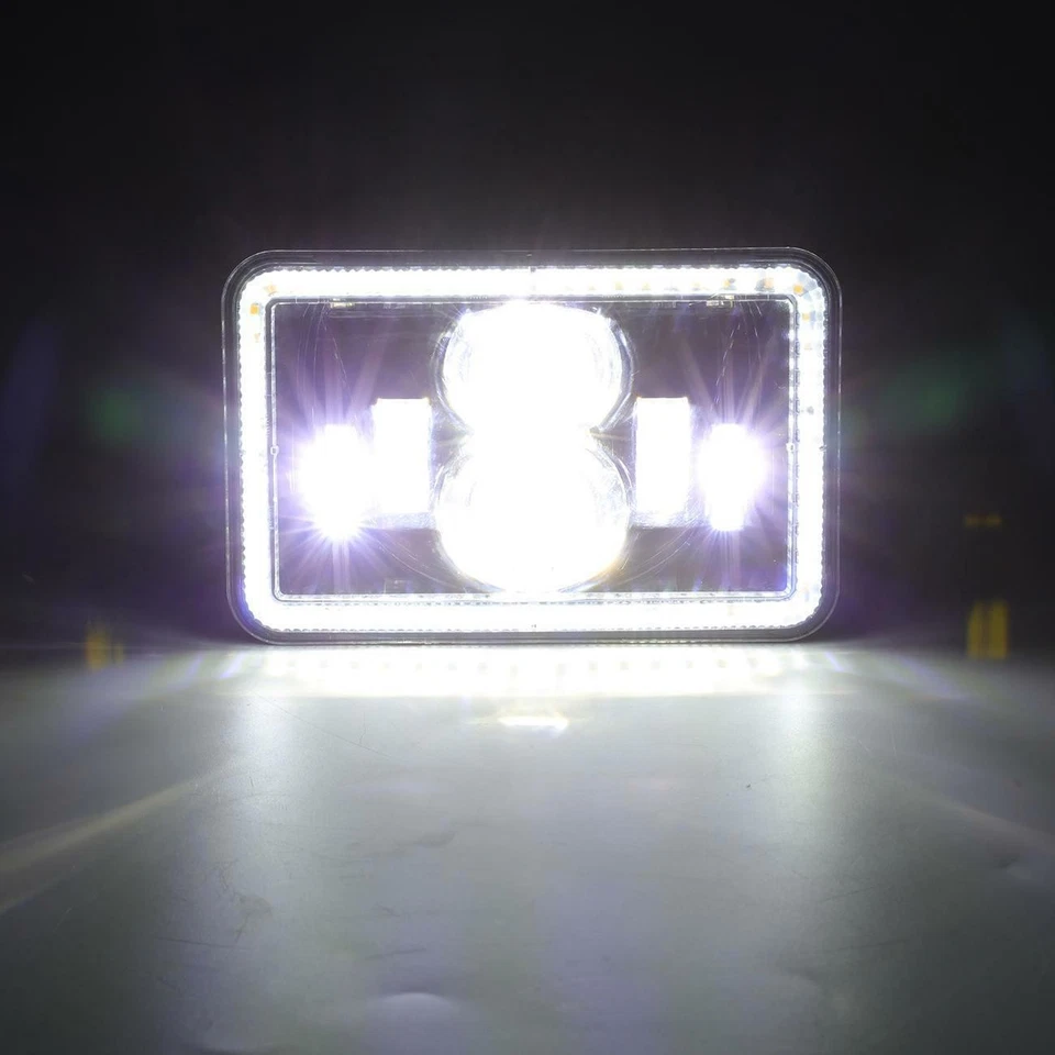 Faros LED 4x6 Hi Lo Beam negros 4 piezas para camioneta Chevy Dodge Ford Freightliner Foto 4 de 4