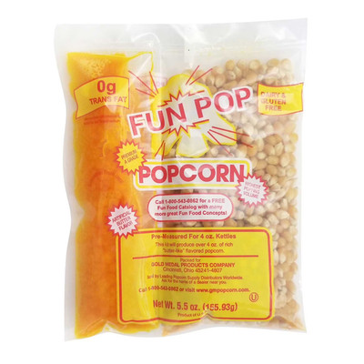 Gold Medal Funpop Popcorn kits, for use with 4 oz. Poppers (36 kits per case)