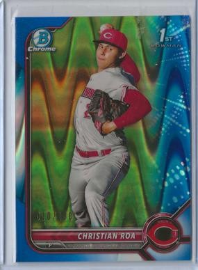 2022 Bowman Christian Roa Chrome Prospects Blue RayWave Refractors #/150 - Bild 1 von 2