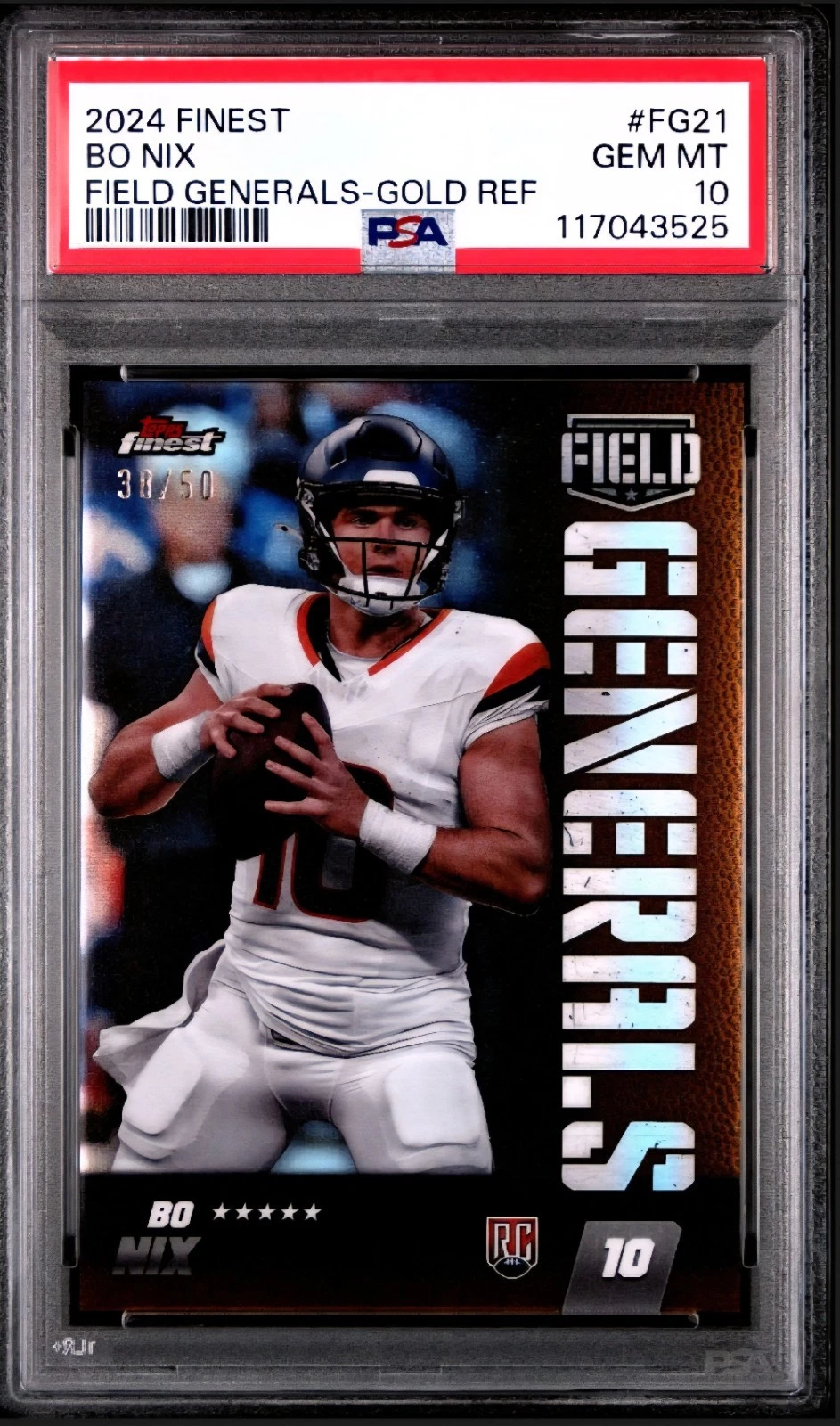 Bo Nix Topps Finest Field Generals #FG21 Gold Refractor