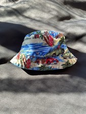 Woody s Beach Reversible Bucket Hat Child XS Lightweight Blue Red Surfboard USA