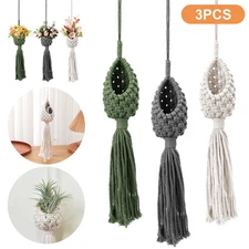 3PCS Hanging Plant Pot Crochet Kit DIY Cotton Macrame Holder for Succulents Herb