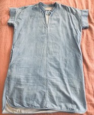 Everlane The Splitneck Jean Denim Boxy Shift Above Knee Dress sz 4 Small