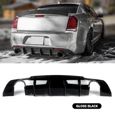For 2015-23 Chrysler 300 SRT Gloss Black Shark Fin Rear Bumper Diffuser Valance