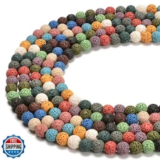 jodaying Gorgeous Natural Colorful Lava Rock Gemstone Loose Beads 10mm Approx