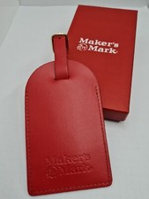 RARE Maker's Mark Bourbon Whisky Whiskey luggage tag red leather gift boxed