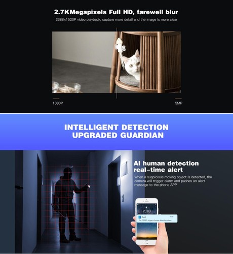 4MP wireless two-way voice Night vision TF card 2.4G+5.8G WIFI+RJ45 IP Camera - Picture 3 of 10