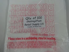 100 Qty. THANK YOU Plastic T-Shirt Retail Shopping Bags w/ Handles 7" x 5" x 15"