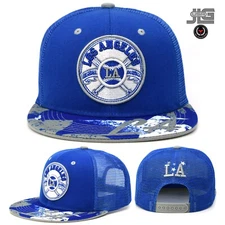 Los Angeles New Leader Retro City Mesh back LA Baseball Royal SnapBack Hat Cap