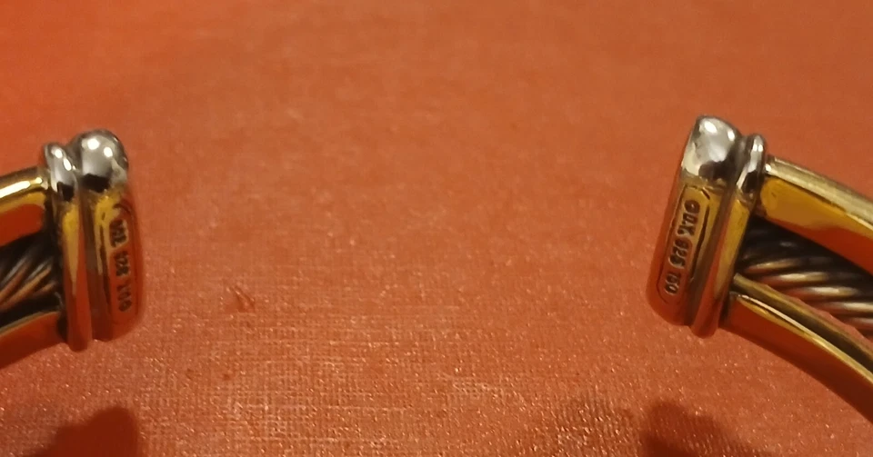 Brazalete David Yurman 3 Filas 18K Y Fila Cable Plata 7.5" 1oz De 18k Foto 3 de 4