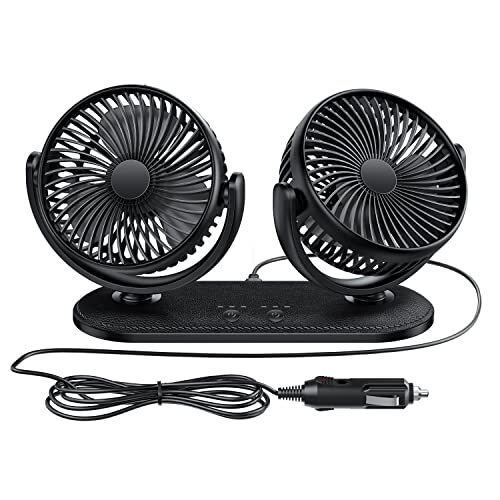 12V Car Cooling Fan with Dual Head Dashboard Cooling Air 360 Degree Rotatable - Picture 1 of 6