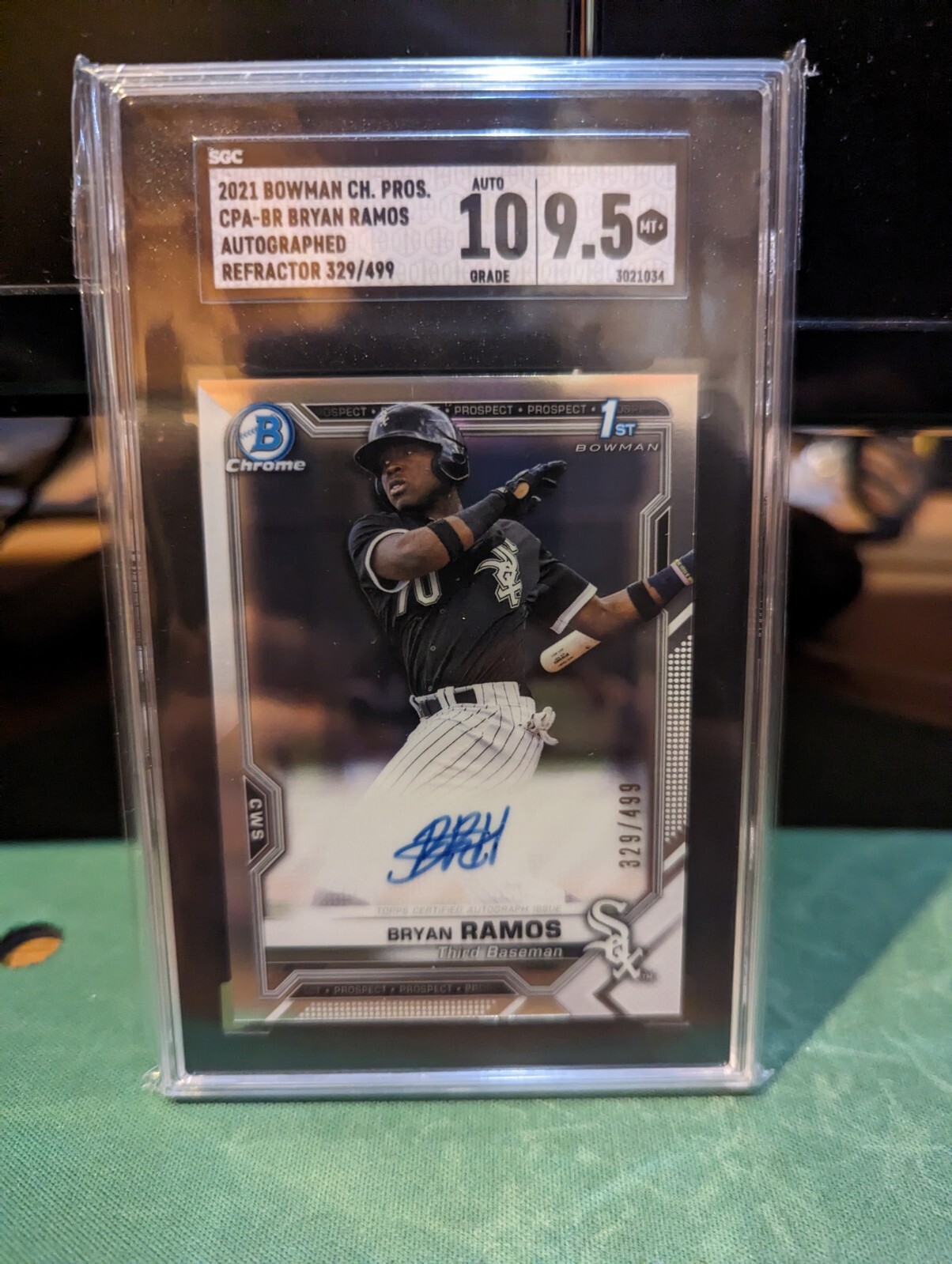 2021 BOWMAN CHROME BRYAN RAMOS /499 PROSPECT AUTO REFRACTOR SGC 10/9.5