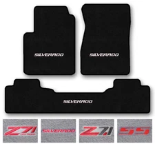 3pc Carpet Floor Mat Set for 1999-2018 Chevy Silverado/Z71 - Choose Logo & Color