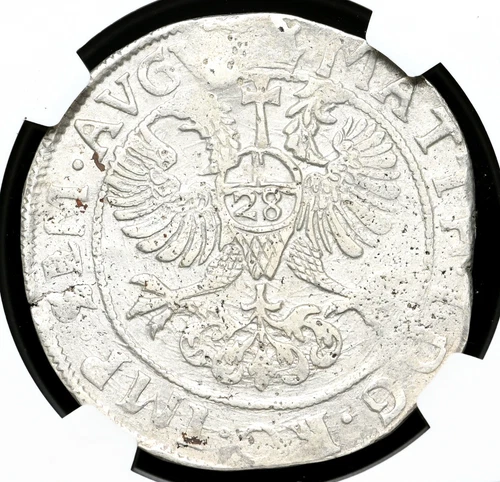 NETHERLANDS, Kampen. Mathias I, Silver 28 Stuivers, 1611-1619, NGC AU50