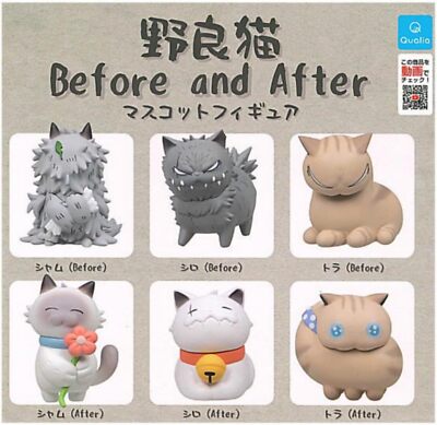 Stray Cat Before and After Mascot Figure Gacha Capsule Set of 6 Qualia FedEx