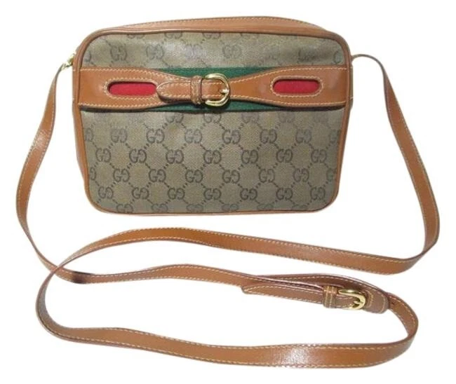 Bolso Gucci marrón estampado Guccissima con rayas rojas/verdes