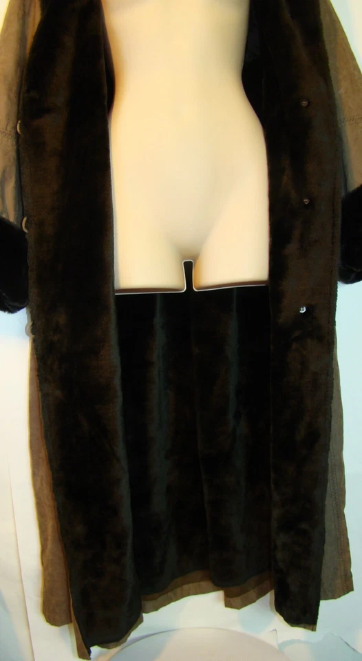UTEX WOMENS LARGE FULL LENGTH FAUX FUR LINED WINTER COAT BROWN   AC - Image 4 of 4
