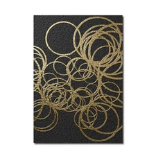 Modern Vintage Gold Line Geometric Canvas Poster Abstract Black Golden Wall Art