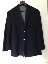 Stafford Men's Vintage Navy Blue Solid Wool Blend Blazer Sport Coat 46R