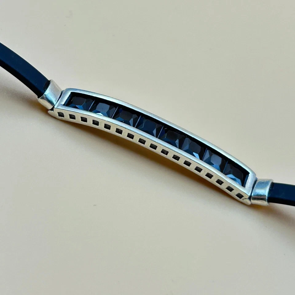 2CT Princess Cut Lab Created Diamond Men's Rubber Bracelet 14K White Gold Finish - Image 3 of 4