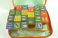 45-Piece Wood ALPHABET BLOCK SET With Carrying Case My Kids Toy Mfg. Co.