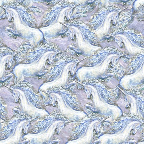 World of Wonder Unicorn Lilac Cotton Fabric - Picture 2 of 2