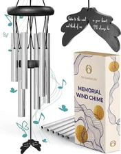 32” Memorial Wind Chimes Aluminum Butterfly Remembrance of Loved Ones Gift Box