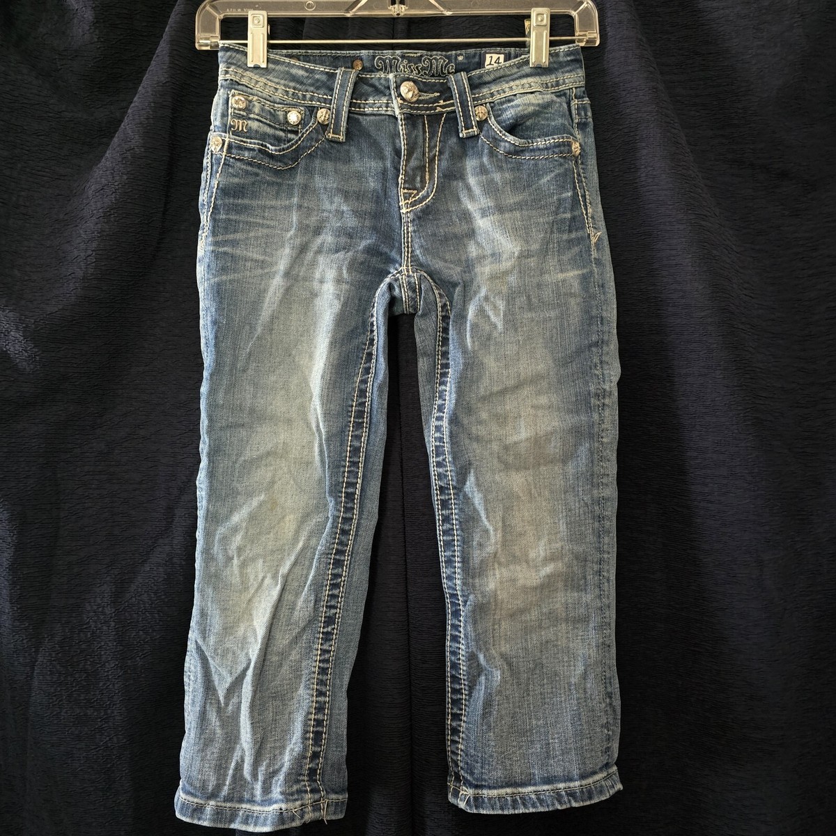 MISS ME GIRLS JK5783P2 DENIM CAPRI JEANS EMBELLISHED Size14 **See