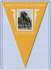 2012 PANINI GOLDEN AGE CITATION YELLOW PARALLEL PENNANT #16 ~ TRIPLE CROWN HORSE