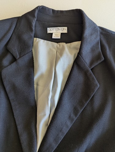 COTTON ON Womens Jacket Sz L Black Long Sleeve Button Soft Casual Work Blazer - Picture 4 of 5