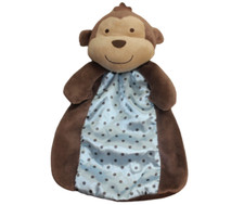 Just One You Carter's Brown Blue Polka Dot Monkey Baby Security Blanket Lovey