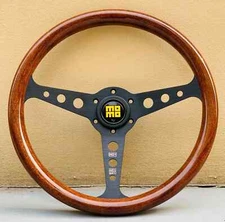 MOMO 350mm14' Heritage Indy Black Woodgrain Mahogany Wood Steering Wheel