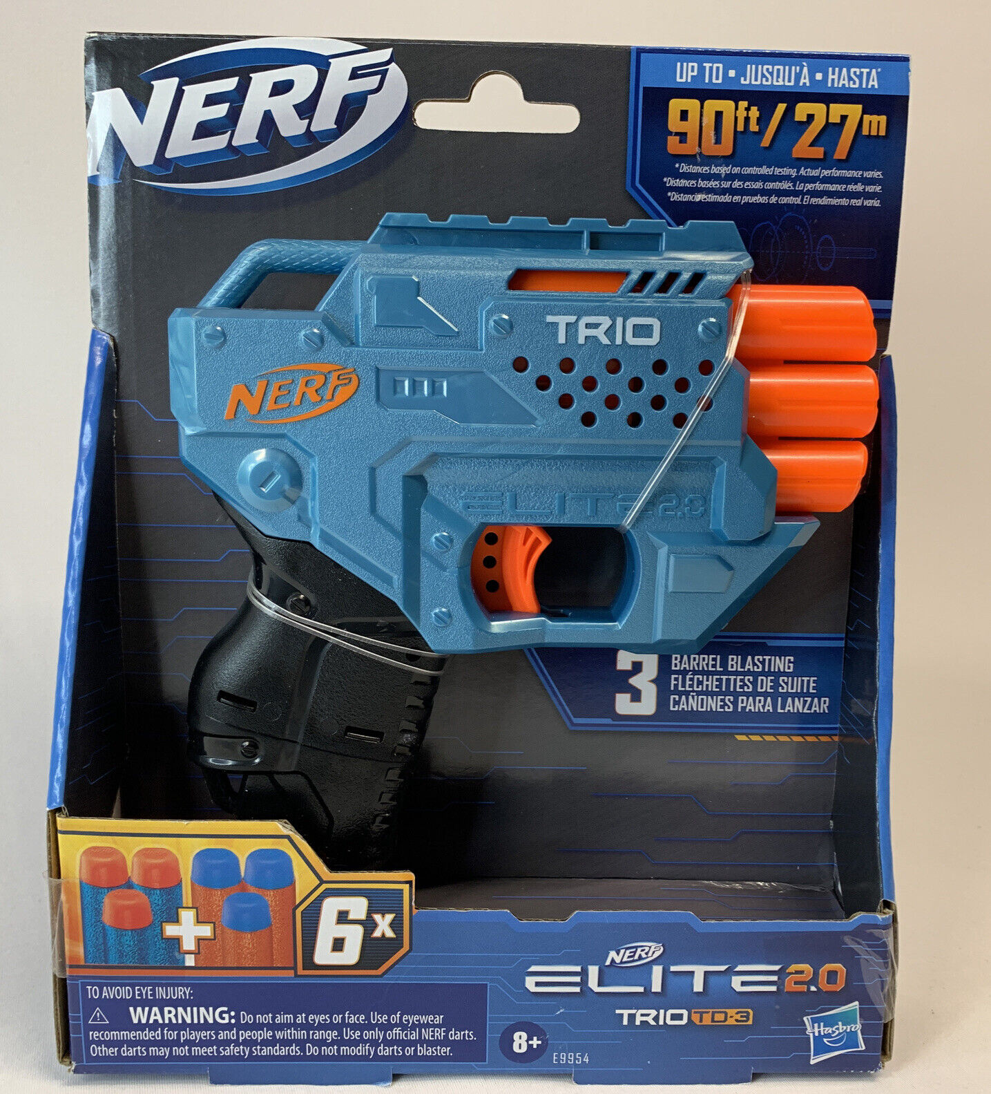  NERF Elite 2.0 Trio SD-3 Blaster - Includes 6 Official Darts -  3-Barrel Blasting - Tactical Rail for Customizing Capability : Toys & Games