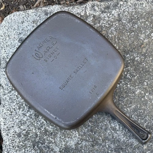 Vintage Wagner Ware Sidney -O- Cast Iron Square Skillet #1218C ~ Sits Flat