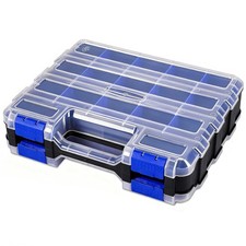 Small Parts Storage Case Tools Box Organizer Double Side 34 Compartments Hardwar