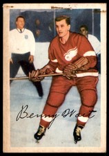1953-54 PARKHURST BENNY WOIT RED WINGS #45 VG 2 STAPLER HOLES TRACE OF RUST