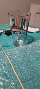 Vtg Denver Broncos Pint Beer Glass Tumbler NFL Drinking Glasses (3)