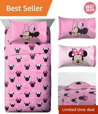 Disney Minnie Mouse Twin Sheet Set - Cozy and Fade-Resistant Bedding for Kids