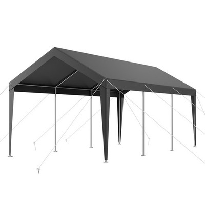10x20ft Full-Welded Car Shelter Heavy-Duty Galvanized Grey
