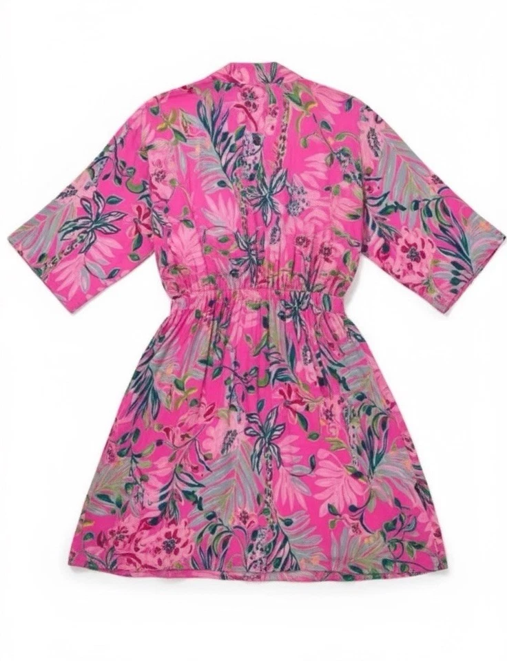 Lilly Pulitzer Tropical Multicolor Robe Sz L XL Relaxed Fit Intimates Floral - Image 3 of 4