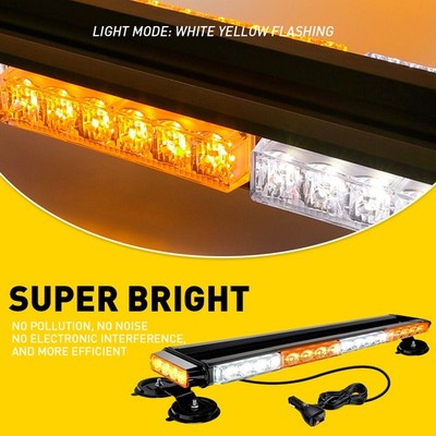 28'' 54 LED Strobe Light Bar Rooftop Double Side Emergency Warning Amber/White