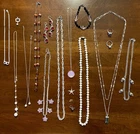 VTG - Modern Jewelry Lot Rhinestone Chain Necklace Earrings Rings Costume Lot