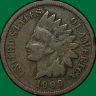 1909 Indian Head Cent Very Good VG Coin, Rim Bump #39900